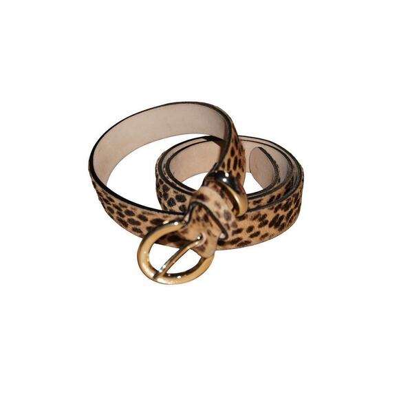 Streets Ahead Leopard Print Haircalf Leather Belt Gold Buckle Women’s Size M main image 4